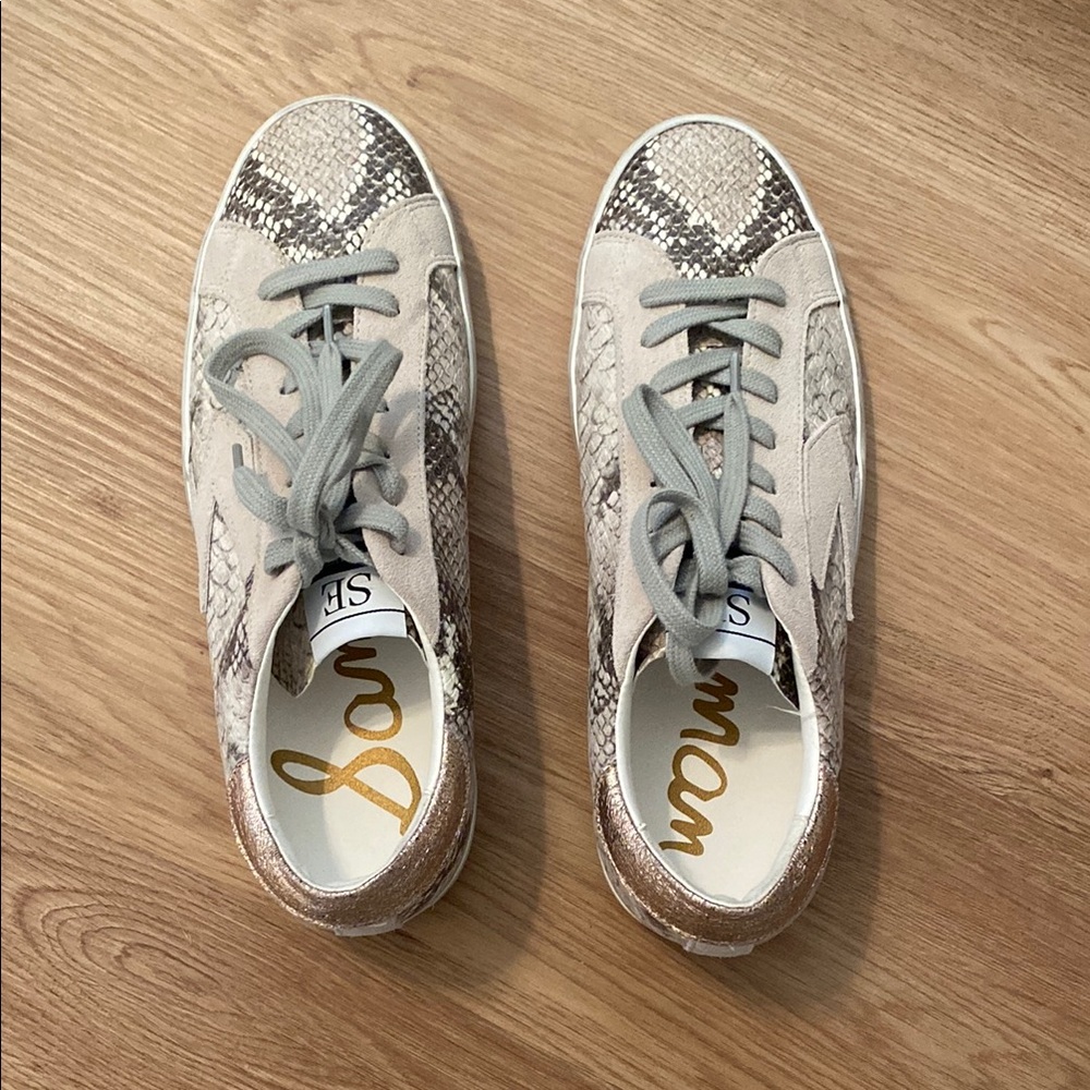 Sam Edelman Women's Size 9 Snake Print Sneakers - Gray